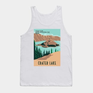 WPA Poster of Crater Lake National Park with Wizard Island and Phantom Ship Tank Top